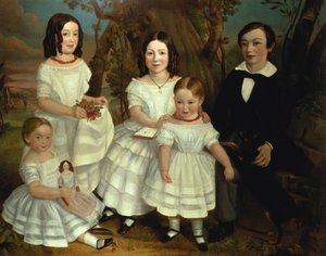 Portret van een jongen en zijn vier zussen, ca. 1830